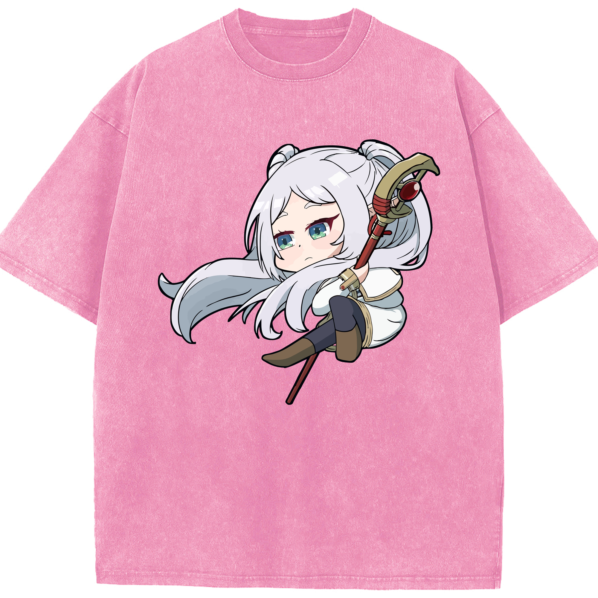 （画像用） 葬送のフリーレン Frieren 綿100% ヴィンテージ風 半袖Tシャツ（フロントプリント）